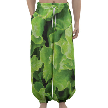 Fresh Lettuce Leaves Print Lantern Pants