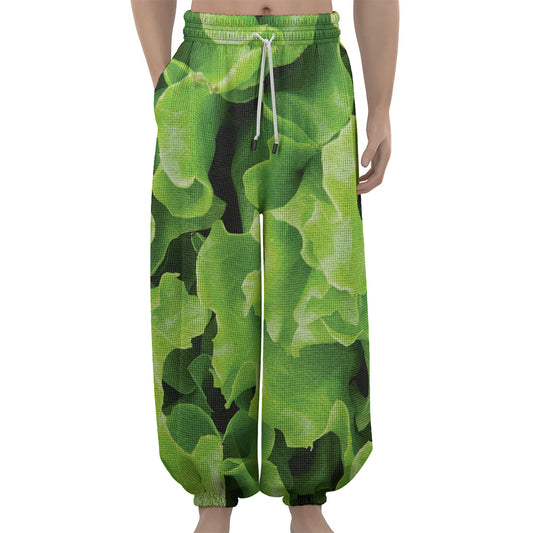 Fresh Lettuce Leaves Print Lantern Pants
