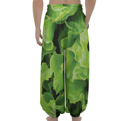 Fresh Lettuce Leaves Print Lantern Pants