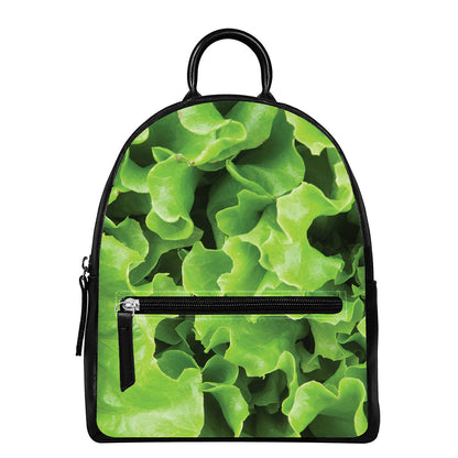 Fresh Lettuce Leaves Print Leather Backpack