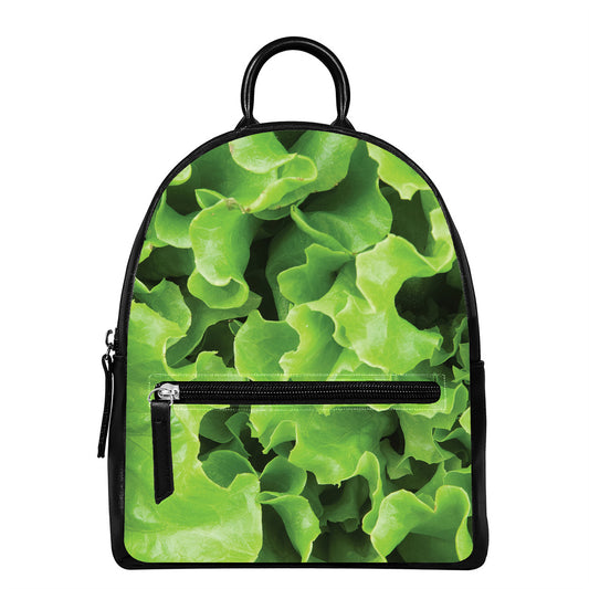 Fresh Lettuce Leaves Print Leather Backpack