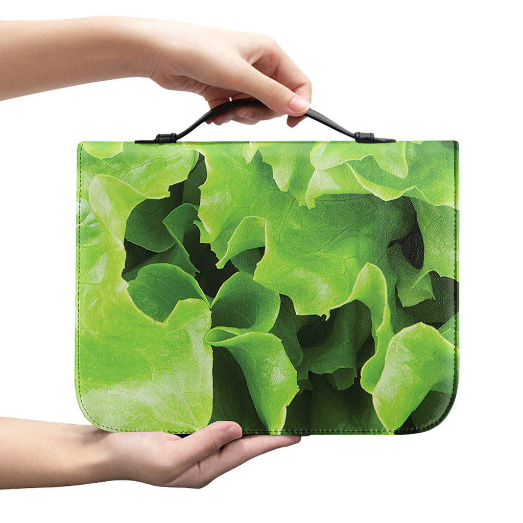 Fresh Lettuce Leaves Print Leather Bible Cover