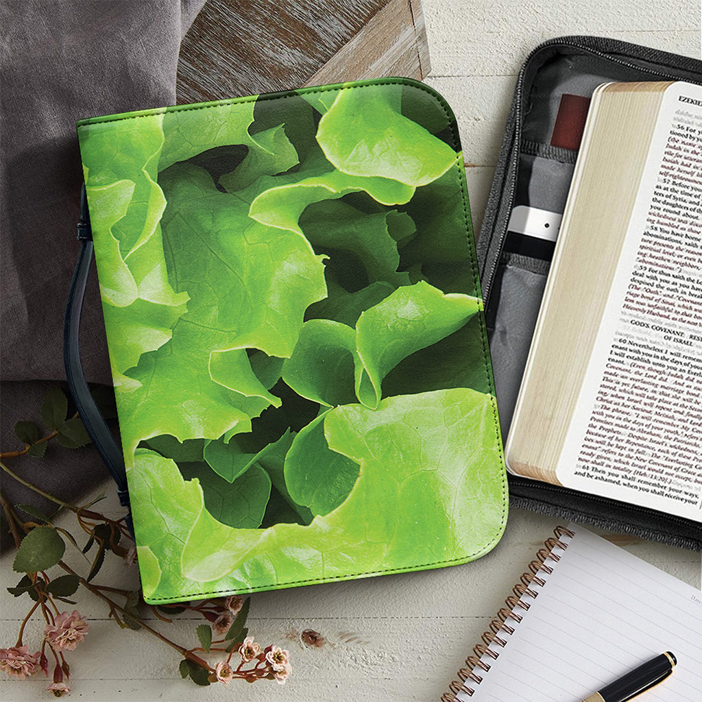 Fresh Lettuce Leaves Print Leather Bible Cover