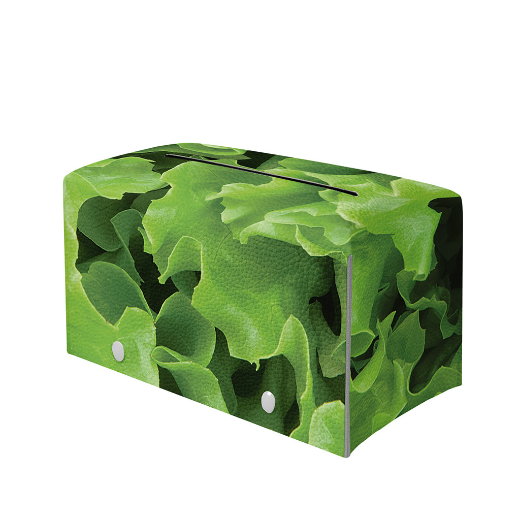 Fresh Lettuce Leaves Print Leather Tissue Box Cover