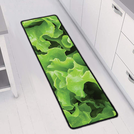 Fresh Lettuce Leaves Print Long Kitchen Mat
