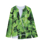 Fresh Lettuce Leaves Print Long Sleeve Short Coat