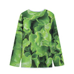 Fresh Lettuce Leaves Print Long Sleeve Short Coat