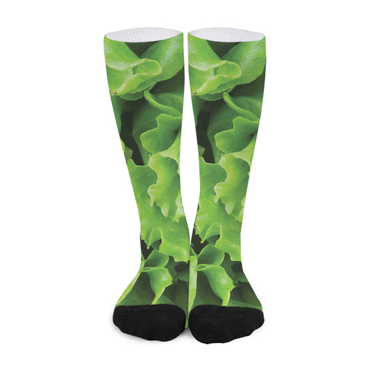 Fresh Lettuce Leaves Print Long Socks