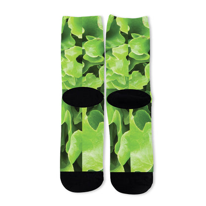 Fresh Lettuce Leaves Print Long Socks