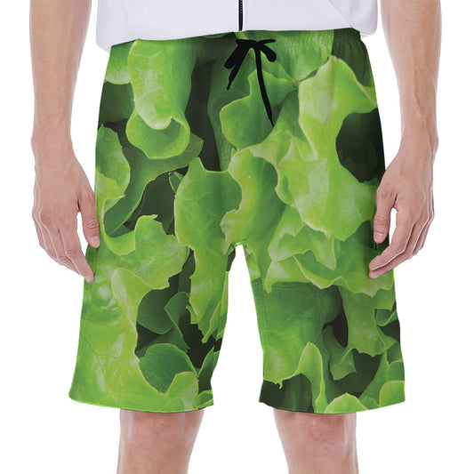 Fresh Lettuce Leaves Print Men's Beach Shorts