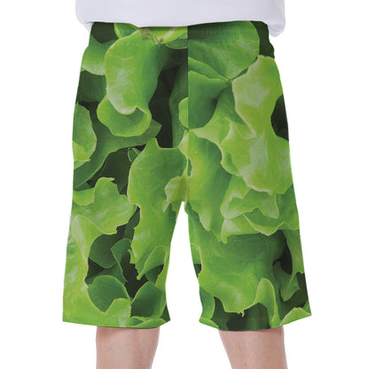 Fresh Lettuce Leaves Print Men's Beach Shorts