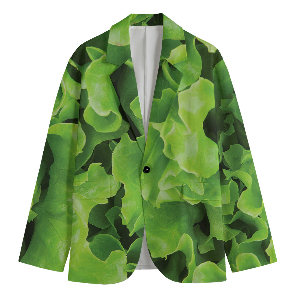 Fresh Lettuce Leaves Print Men's Blazer
