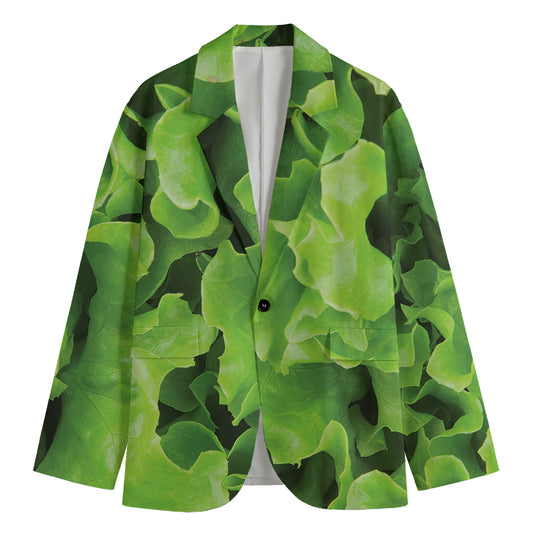 Fresh Lettuce Leaves Print Men's Blazer