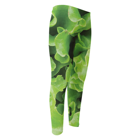 Fresh Lettuce Leaves Print Men's Compression Pants