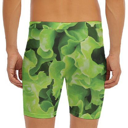 Fresh Lettuce Leaves Print Men's Long Boxer Briefs