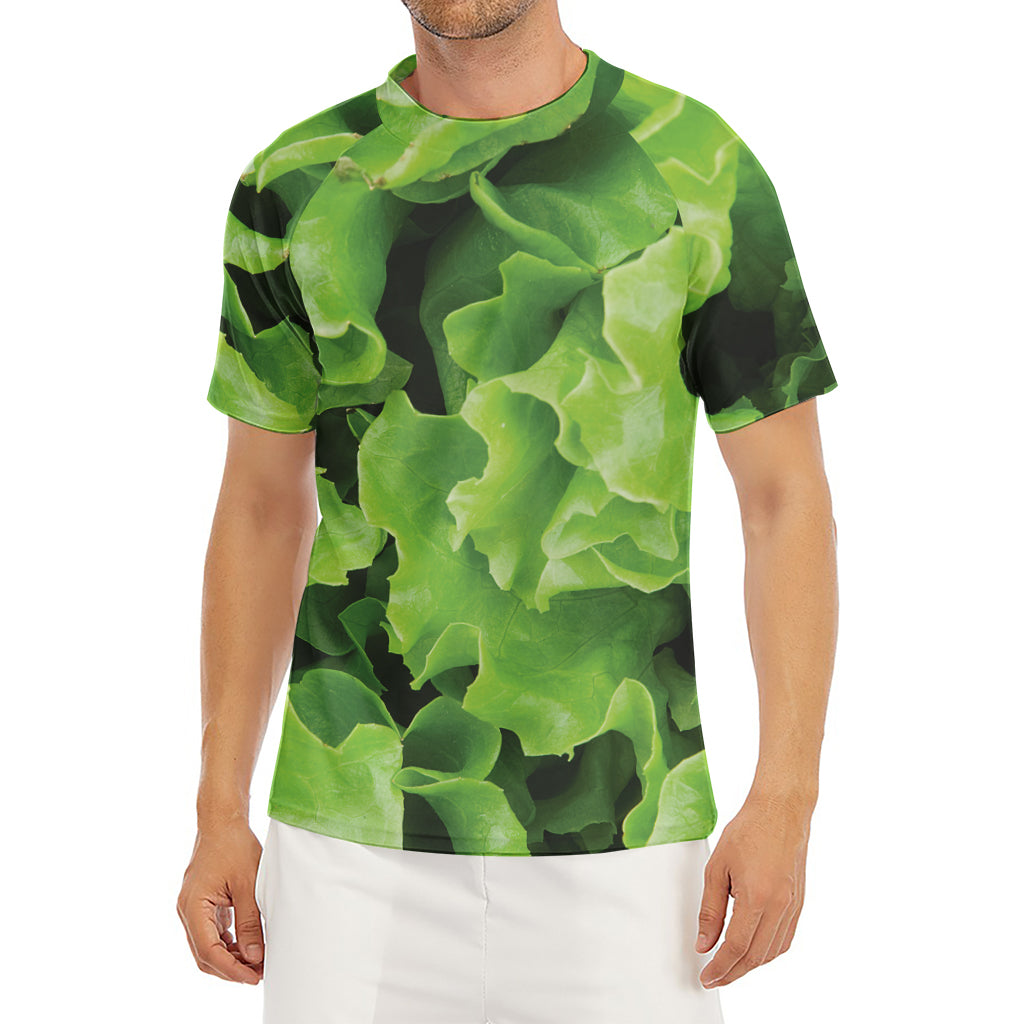 Fresh Lettuce Leaves Print Men's Short Sleeve Rash Guard