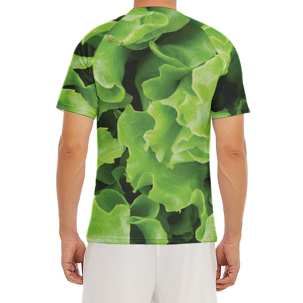 Fresh Lettuce Leaves Print Men's Short Sleeve Rash Guard