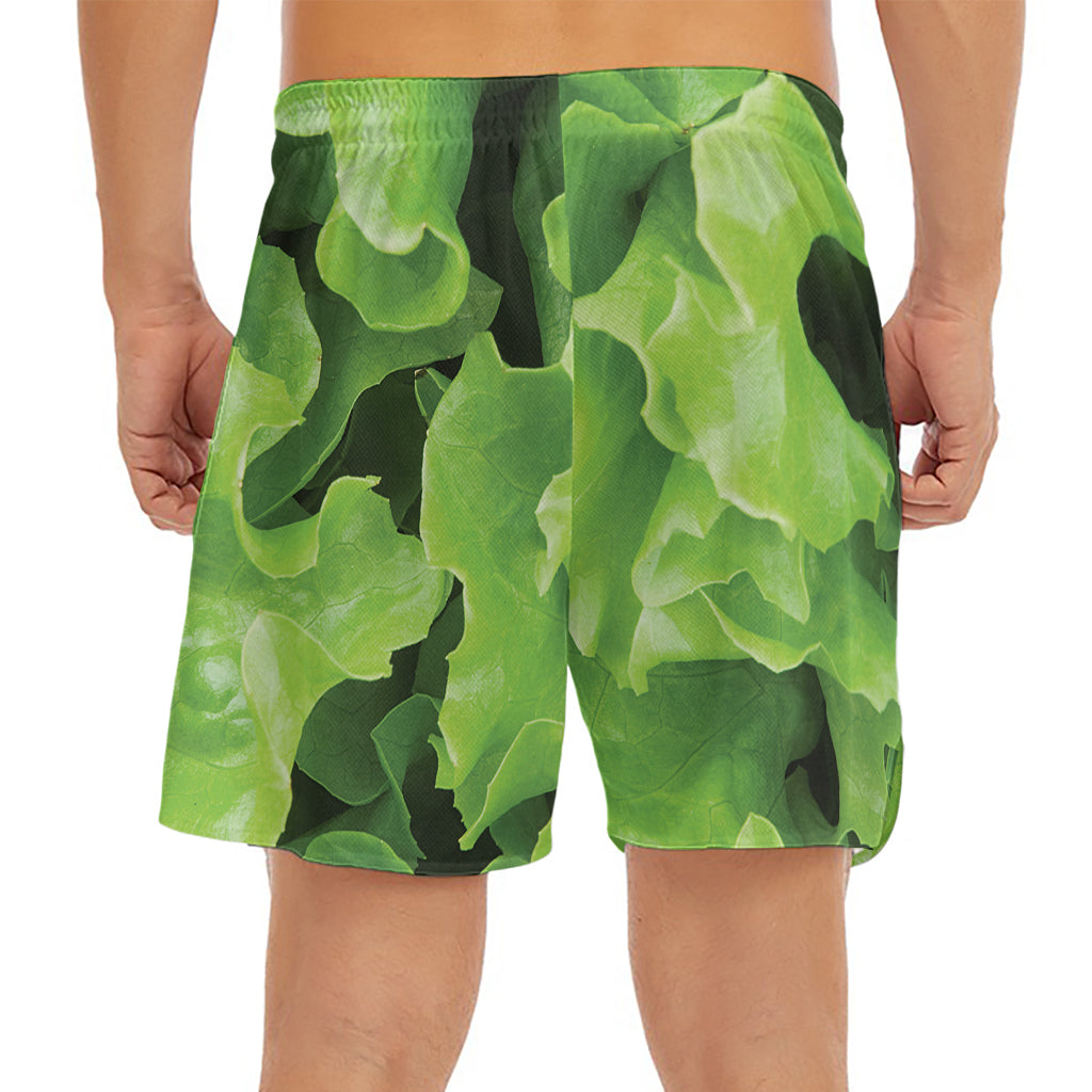 Fresh Lettuce Leaves Print Men's Split Running Shorts