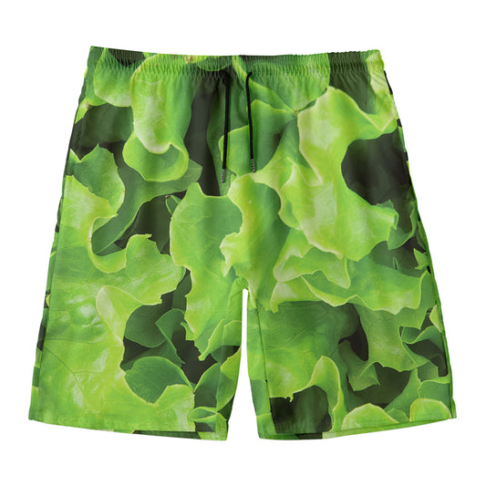 Fresh Lettuce Leaves Print Men's Swim Trunks
