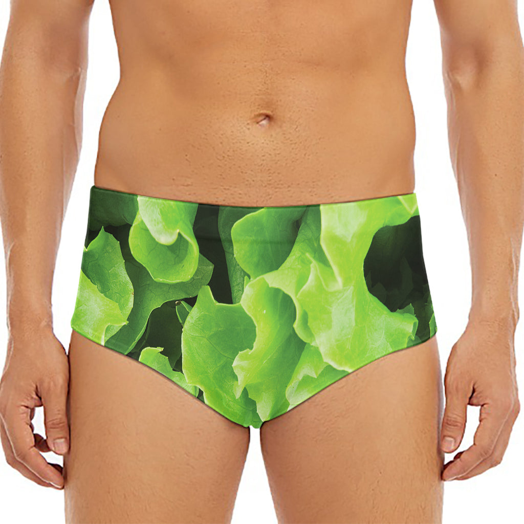 Fresh Lettuce Leaves Print Men's Triangle Swim Briefs