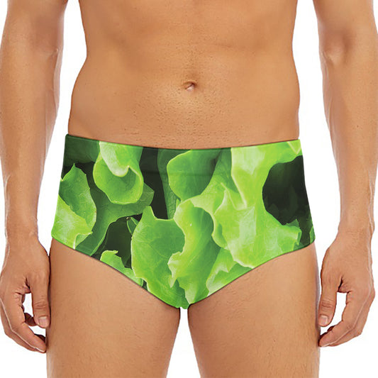 Fresh Lettuce Leaves Print Men's Triangle Swim Briefs