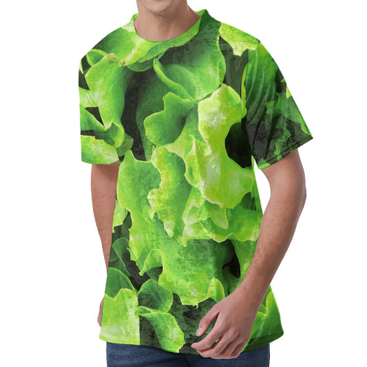 Fresh Lettuce Leaves Print Men's Velvet T-Shirt
