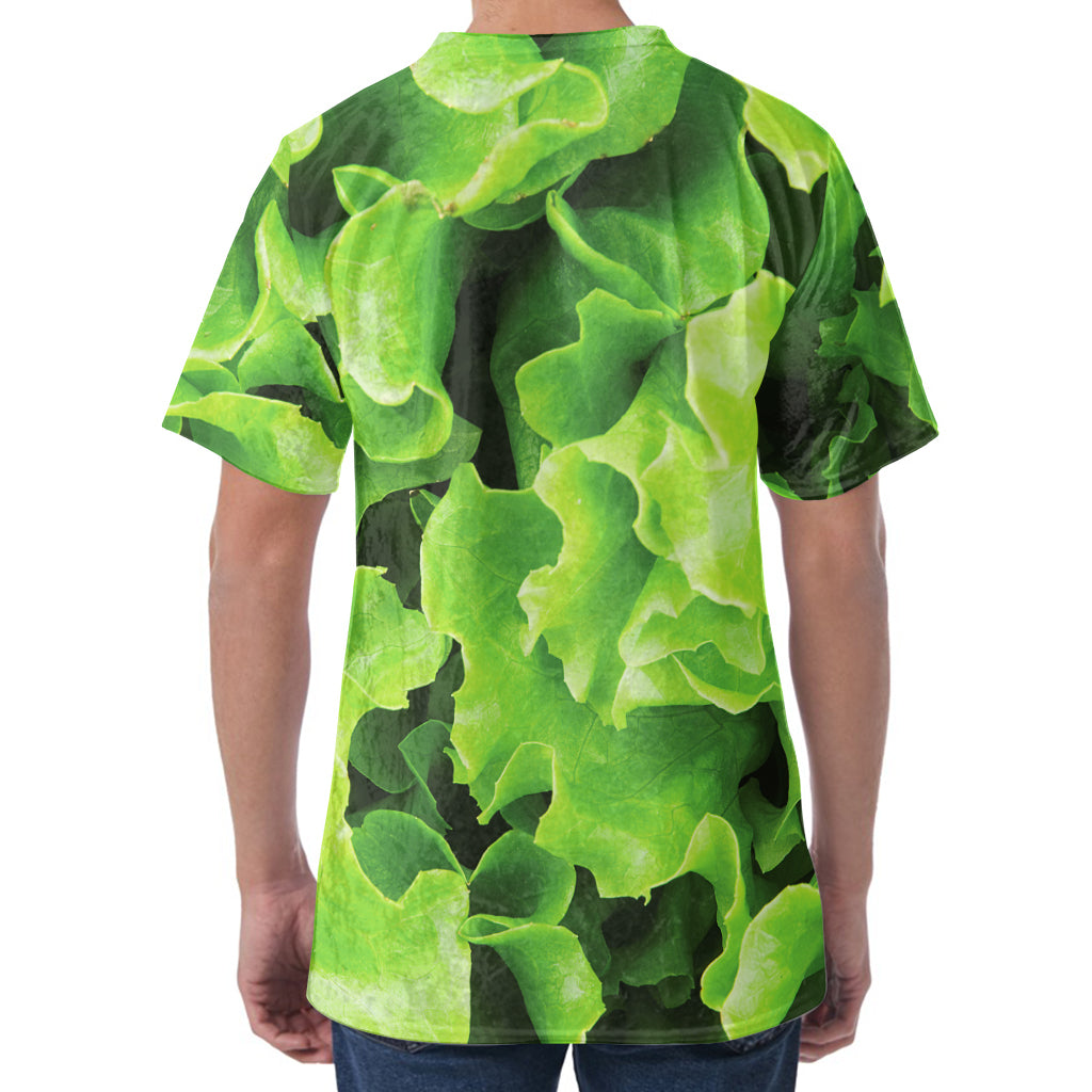 Fresh Lettuce Leaves Print Men's Velvet T-Shirt