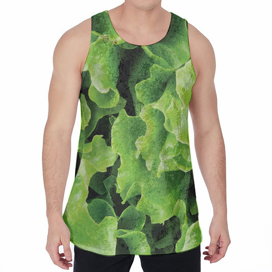 Fresh Lettuce Leaves Print Men's Velvet Tank Top