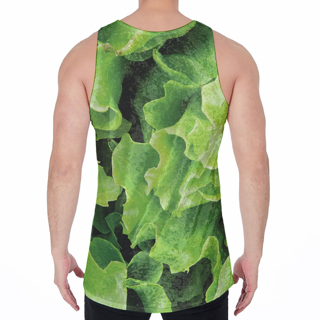 Fresh Lettuce Leaves Print Men's Velvet Tank Top