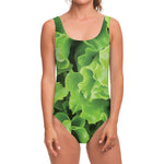 Fresh Lettuce Leaves Print One Piece Swimsuit
