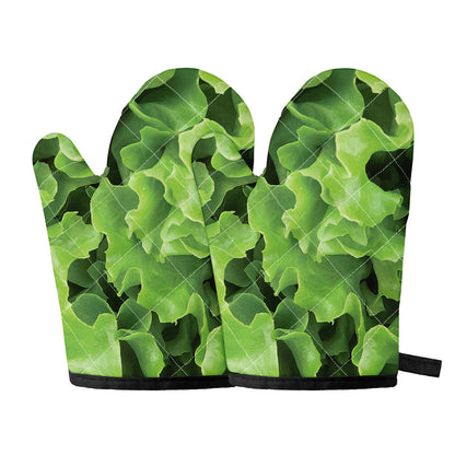 Fresh Lettuce Leaves Print Oven Mitts