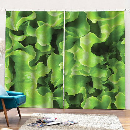 Fresh Lettuce Leaves Print Pencil Pleat Curtains
