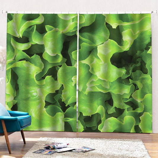 Fresh Lettuce Leaves Print Pencil Pleat Curtains