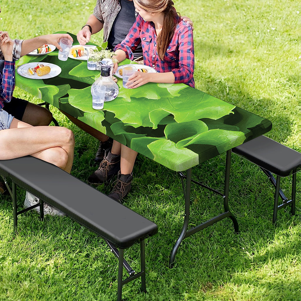 Fresh Lettuce Leaves Print Picnic Table Cover