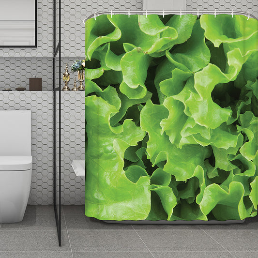 Fresh Lettuce Leaves Print Polyester Shower Curtain