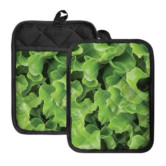 Fresh Lettuce Leaves Print Pot Holders With Pocket