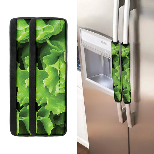 Fresh Lettuce Leaves Print Refrigerator Handle Covers