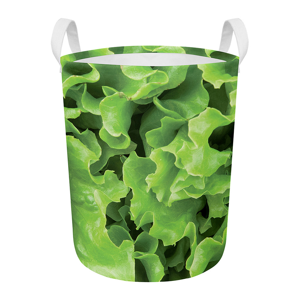 Fresh Lettuce Leaves Print Round Laundry Basket