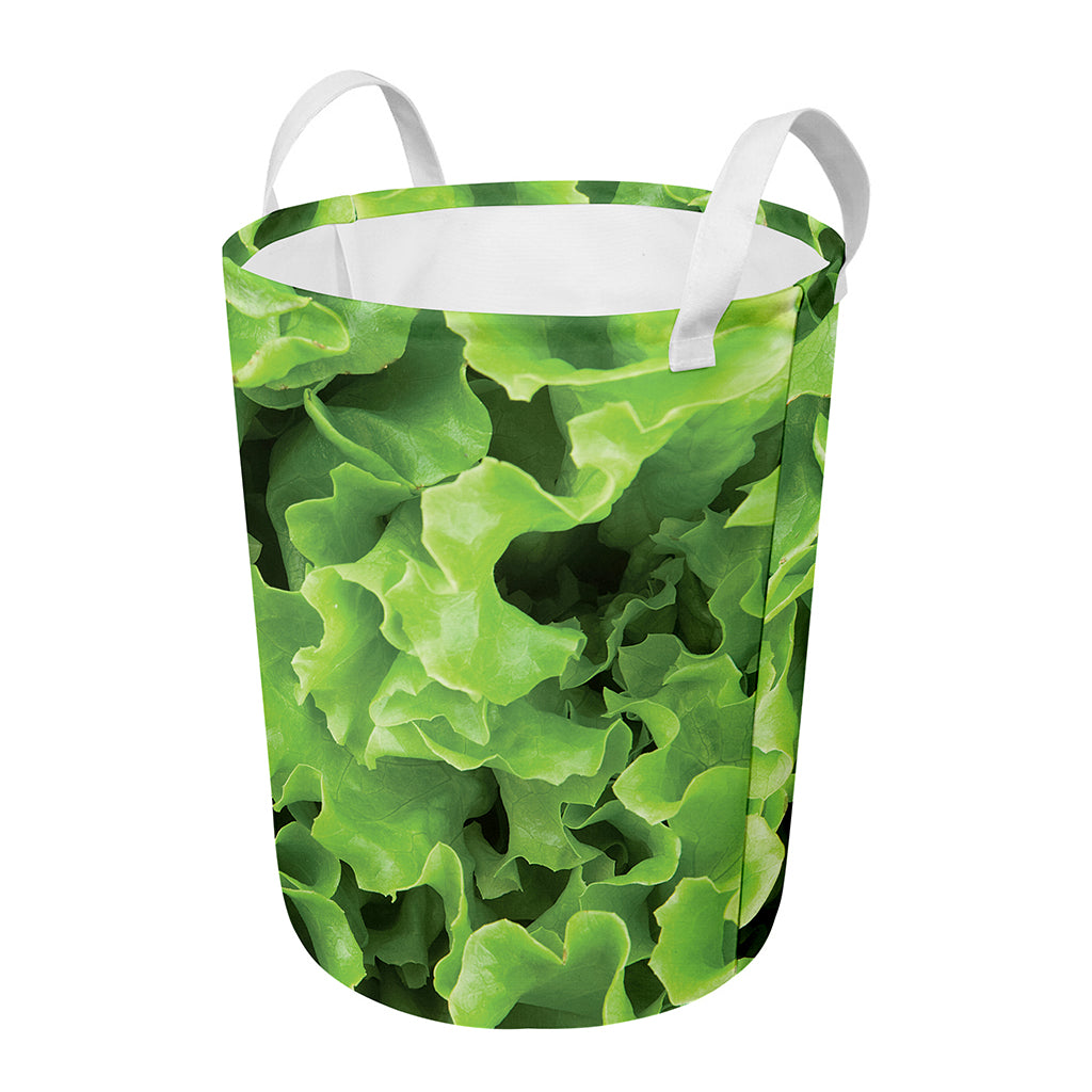 Fresh Lettuce Leaves Print Round Laundry Basket