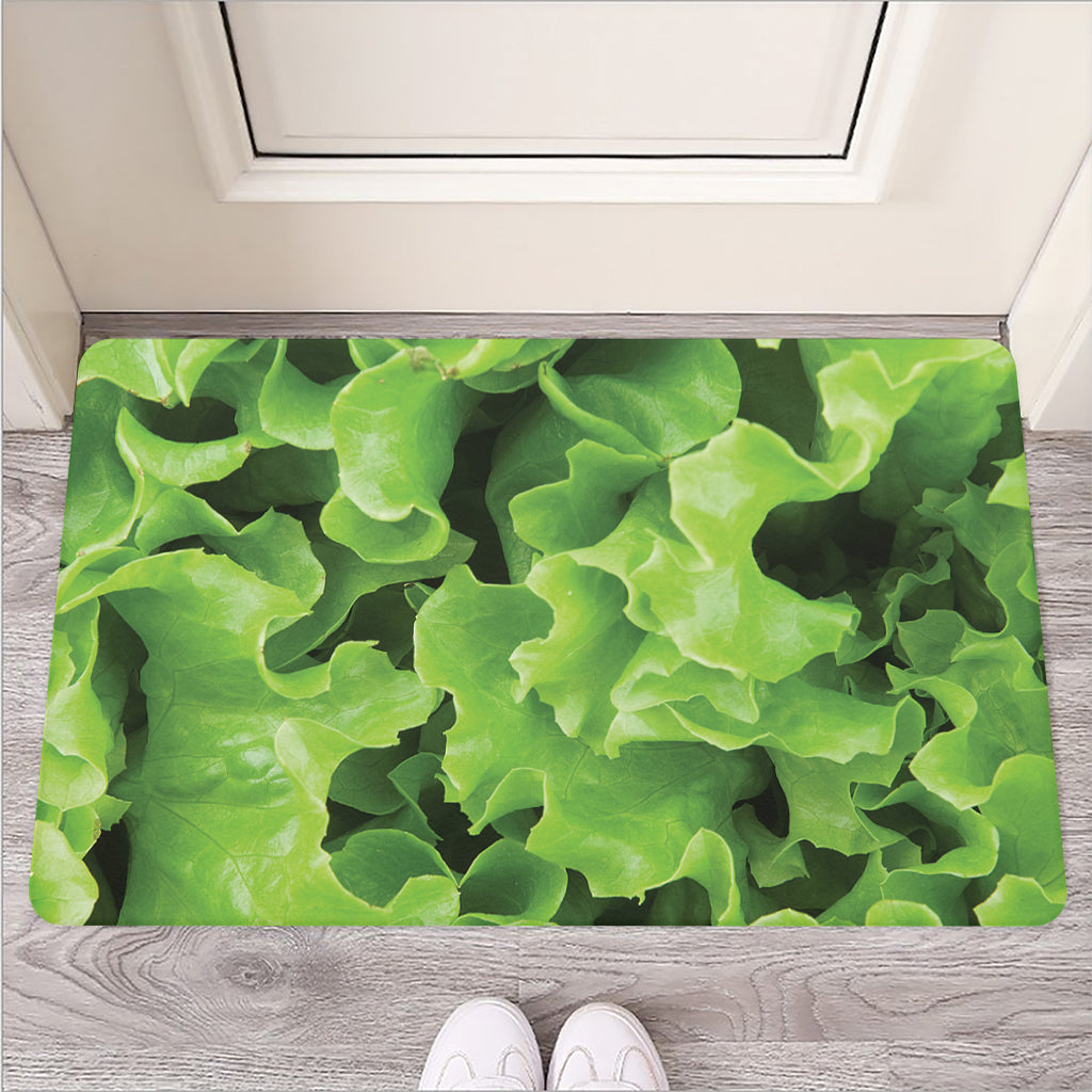 Fresh Lettuce Leaves Print Rubber Doormat