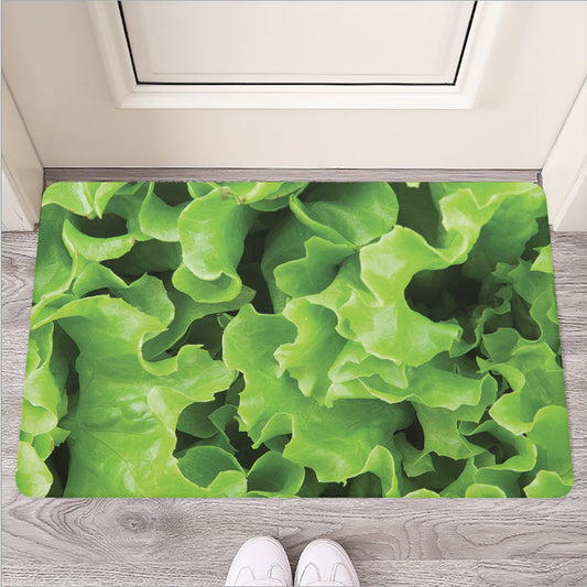 Fresh Lettuce Leaves Print Rubber Doormat