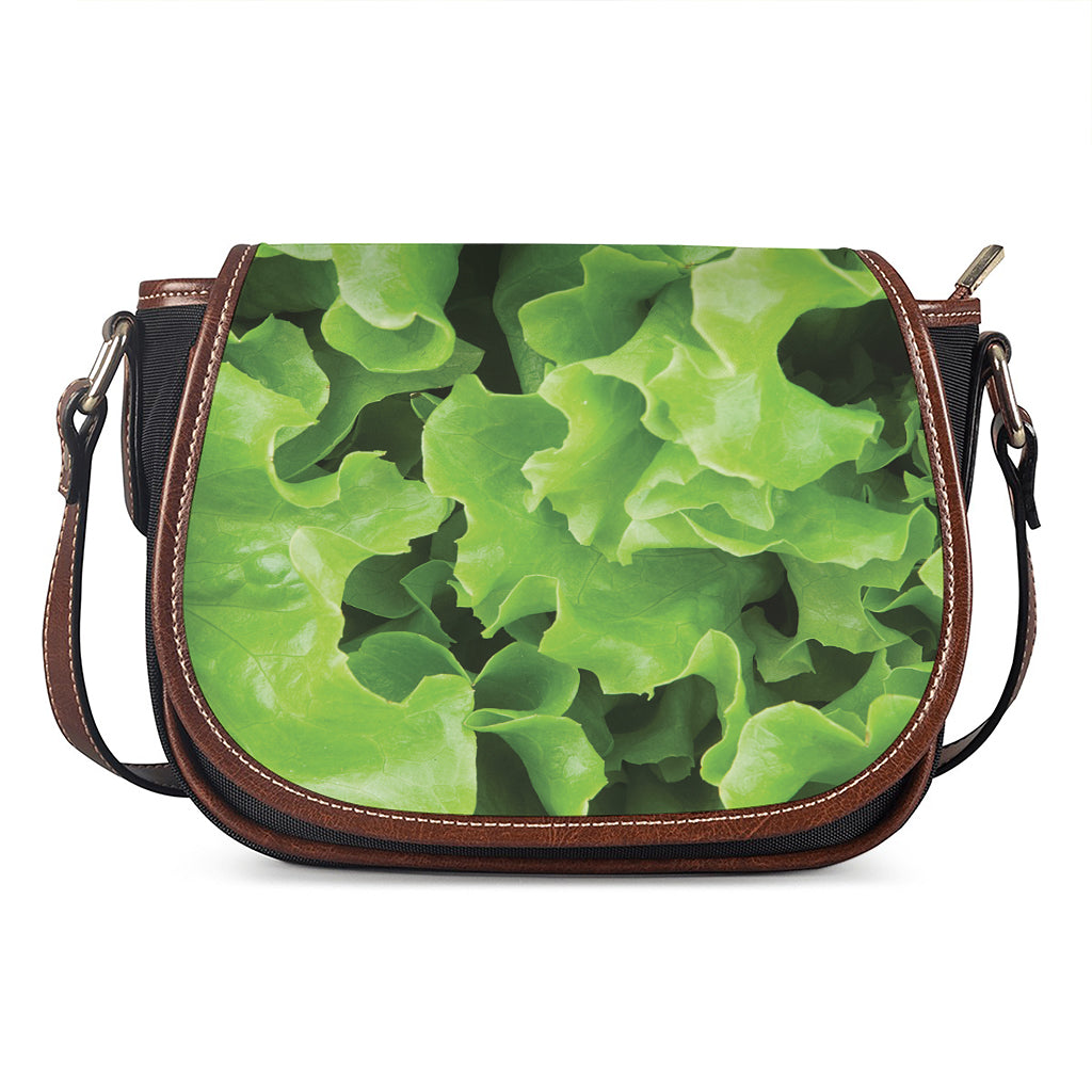 Fresh Lettuce Leaves Print Saddle Bag