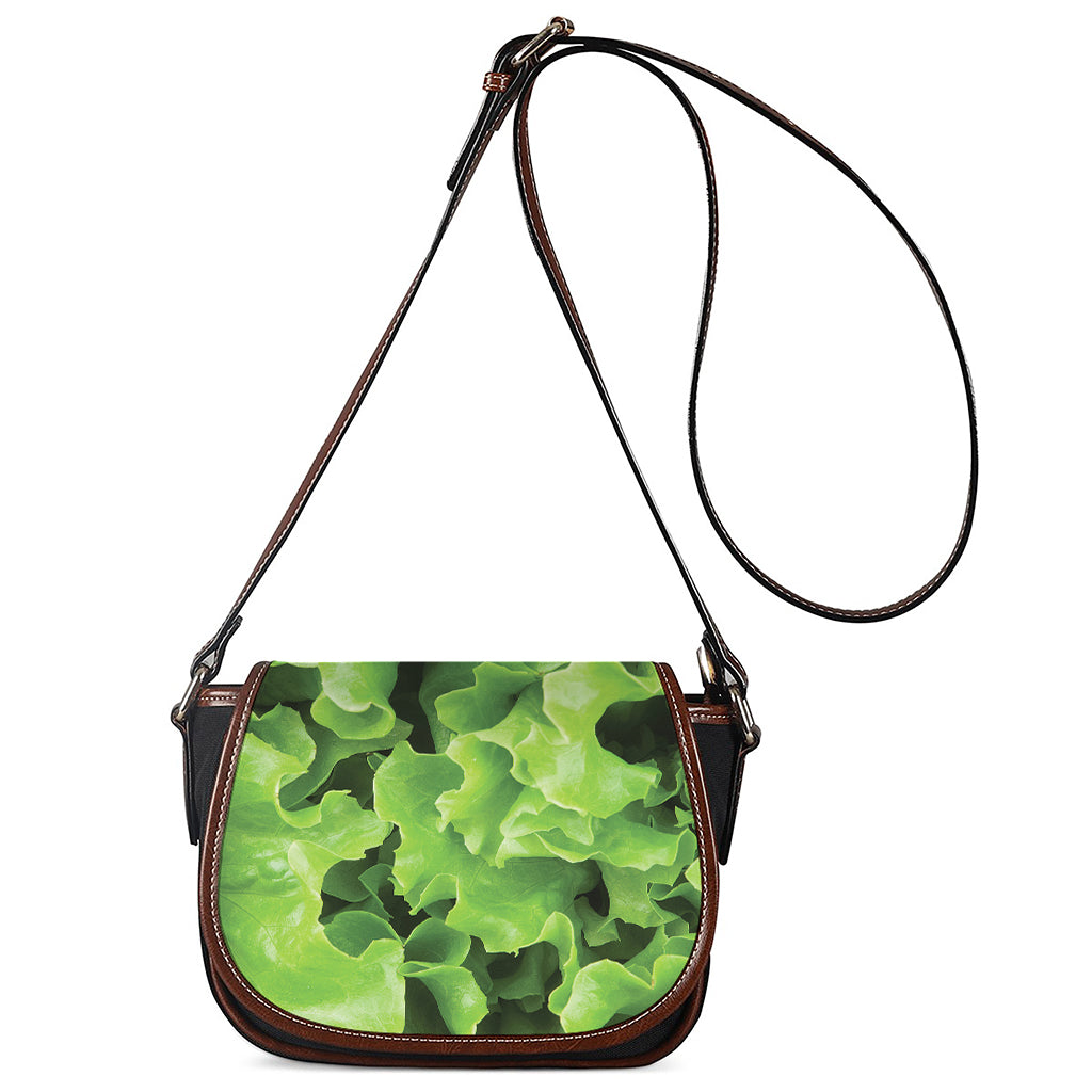 Fresh Lettuce Leaves Print Saddle Bag