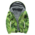 Fresh Lettuce Leaves Print Sherpa Lined Zip Up Hoodie