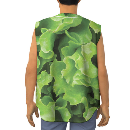 Fresh Lettuce Leaves Print Sleeveless Baseball Jersey