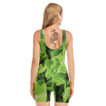 Fresh Lettuce Leaves Print Sleeveless One Piece Swimsuit