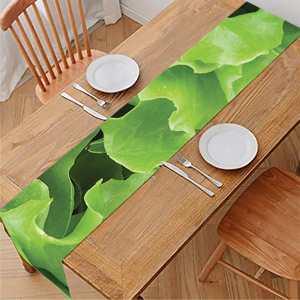 Fresh Lettuce Leaves Print Table Runner