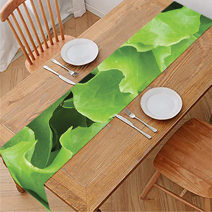 Fresh Lettuce Leaves Print Table Runner