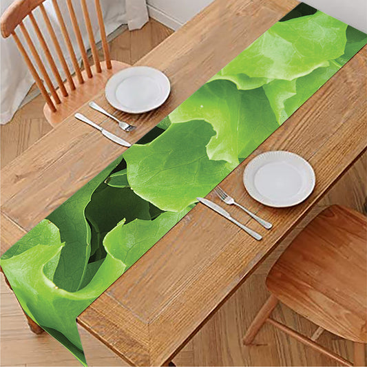 Fresh Lettuce Leaves Print Table Runner