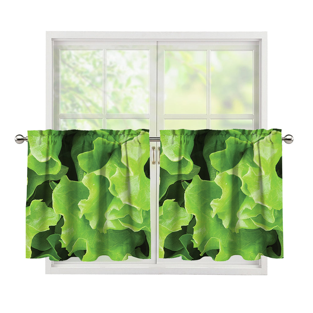 Fresh Lettuce Leaves Print Tier Curtains